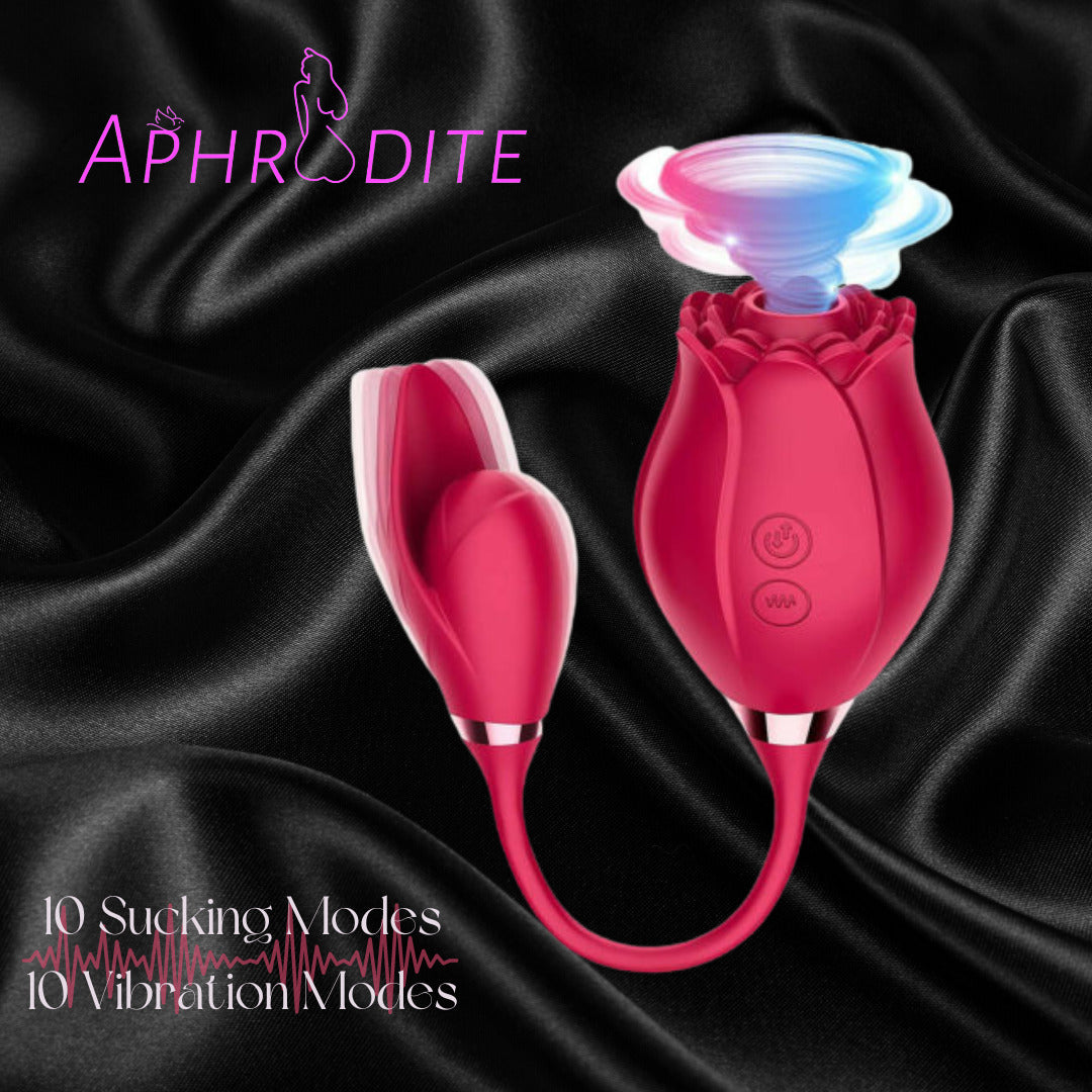 Rose 2 in 1 Clit Oral Licking Sucking & G-spot Vibrator Dildo Bullet S –  Aphrodite Adult