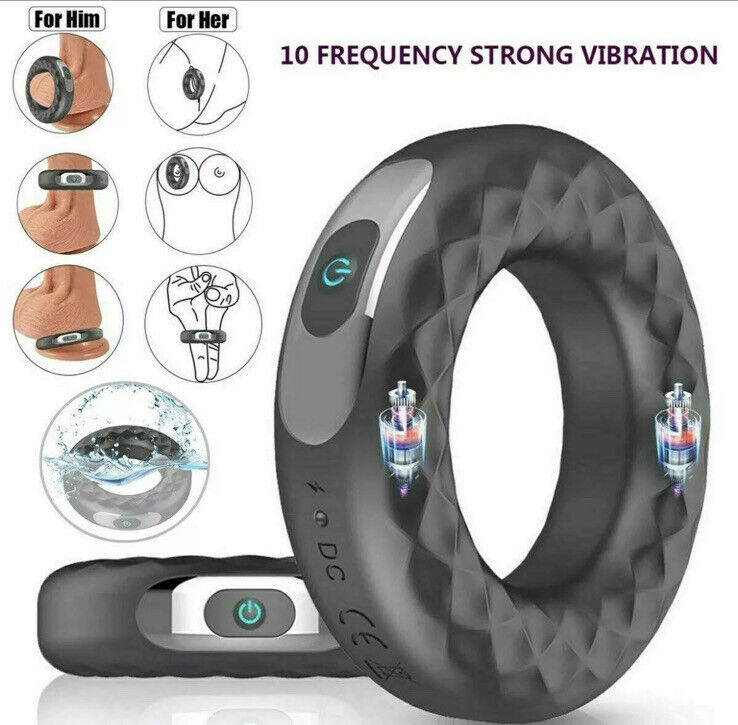 Vibrating Cock Ring 10 Speeds Delay Ejaculation Male Sex Toy Longer Penis Play