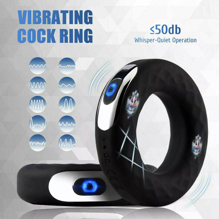 Vibrating Cock Ring 10 Speeds Delay Ejaculation Male Sex Toy Longer Penis Play