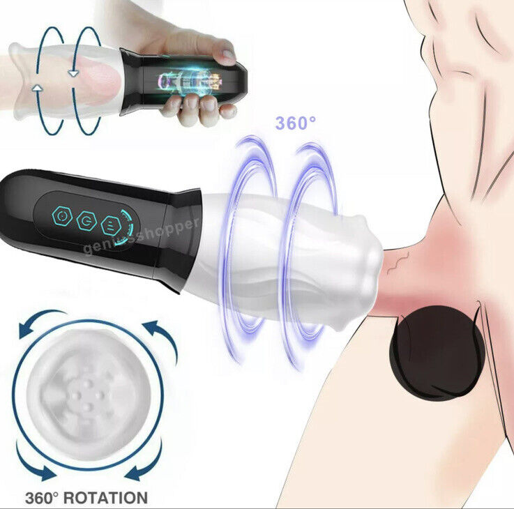 Male Masturbator Automatic 360 Rotating Cup Thrusting Lips Stroker Sex Toy UK